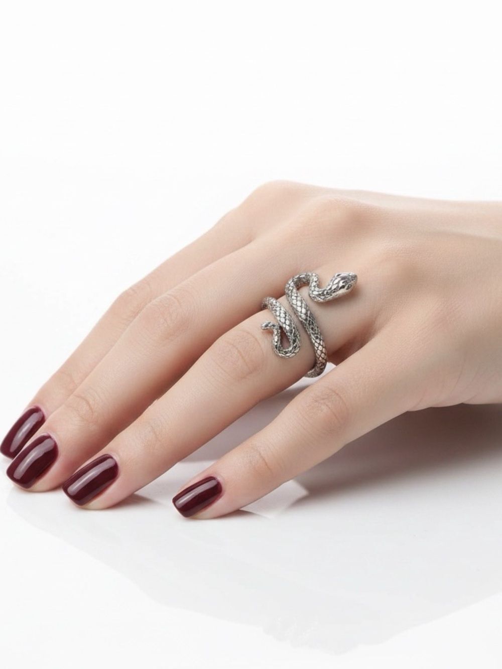 925 Sterling Silver Bite Me Snake Wrap Ring Goth Boho NWT